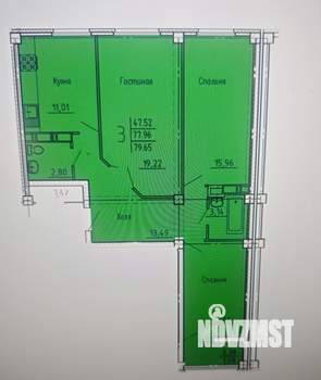 3-к квартира, вторичка, 80м2, 5/19 этаж