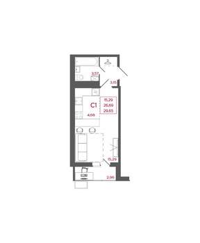 Студия квартира, вторичка, 30м2, 10/17 этаж