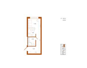 Студия квартира, вторичка, 25м2, 1/18 этаж