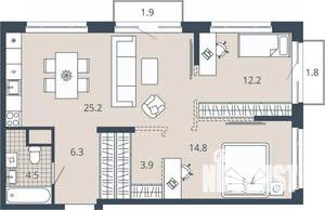 2-к квартира, вторичка, 42м2, 9/17 этаж