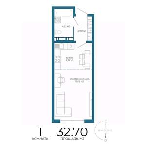 1-к квартира, вторичка, 33м2, 7/17 этаж