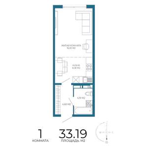 1-к квартира, строящийся дом, 33м2, 10/17 этаж