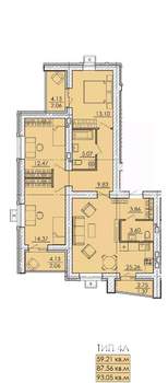 4-к квартира, строящийся дом, 99м2, 18/18 этаж