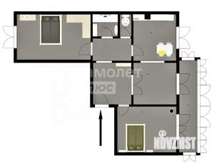 3-к квартира, вторичка, 70м2, 2/10 этаж