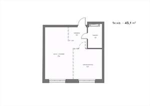 1-к квартира, вторичка, 45м2, 14/21 этаж