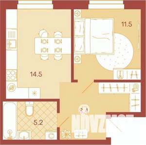 1-к квартира, вторичка, 39м2, 8/17 этаж