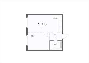 1-к квартира, вторичка, 47м2, 5/21 этаж