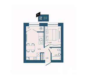 2-к квартира, вторичка, 36м2, 12/17 этаж