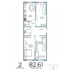 2-к квартира, строящийся дом, 83м2, 3/18 этаж