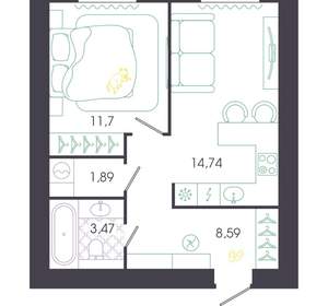 1-к квартира, вторичка, 40м2, 1/16 этаж