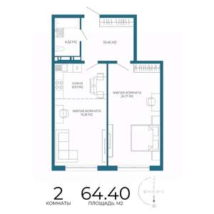 2-к квартира, вторичка, 64м2, 4/17 этаж