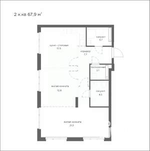 2-к квартира, вторичка, 68м2, 2/21 этаж