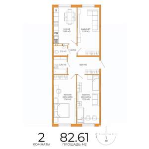 2-к квартира, вторичка, 83м2, 4/18 этаж