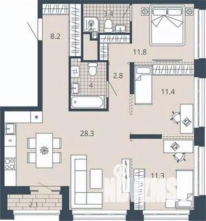 3-к квартира, вторичка, 83м2, 19/23 этаж