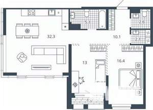 2-к квартира, вторичка, 84м2, 16/23 этаж
