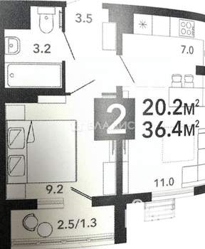 2-к квартира, вторичка, 37м2, 9/16 этаж