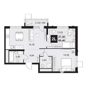 3-к квартира, вторичка, 60м2, 7/20 этаж