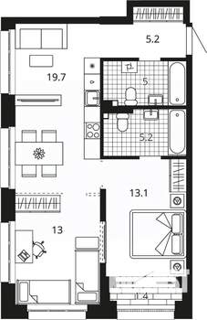 2-к квартира, вторичка, 61м2, 9/23 этаж