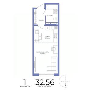1-к квартира, строящийся дом, 33м2, 4/17 этаж