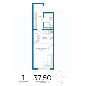 1-к квартира, строящийся дом, 38м2, 5/17 этаж