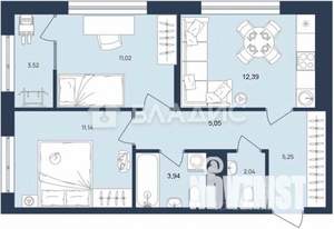 2-к квартира, вторичка, 54м2, 10/16 этаж