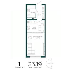 1-к квартира, строящийся дом, 33м2, 8/17 этаж
