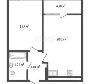 2-к квартира, вторичка, 46м2, 11/16 этаж