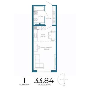 1-к квартира, строящийся дом, 34м2, 9/17 этаж