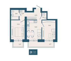 2-к квартира, вторичка, 59м2, 10/17 этаж