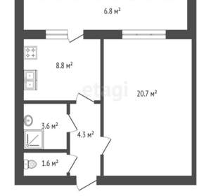 1-к квартира, вторичка, 47м2, 10/15 этаж