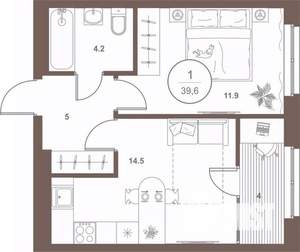 1-к квартира, вторичка, 39м2, 16/16 этаж