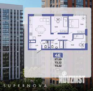 4-к квартира, сданный дом, 73м2, 10/20 этаж