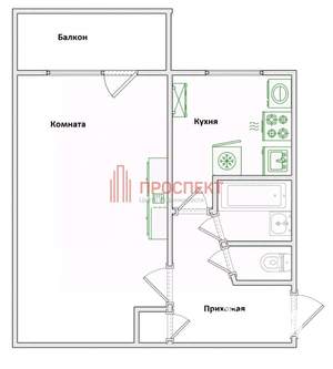 1-к квартира, вторичка, 30м2, 2/5 этаж