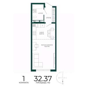 1-к квартира, вторичка, 32м2, 15/17 этаж