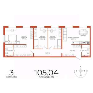 3-к квартира, строящийся дом, 105м2, 9/18 этаж