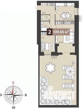 2-к квартира, вторичка, 140м2, 2/17 этаж