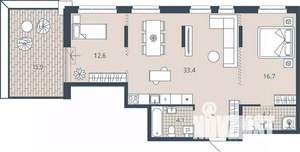 2-к квартира, вторичка, 84м2, 16/23 этаж