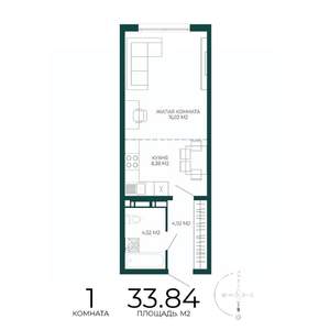 1-к квартира, вторичка, 34м2, 7/17 этаж