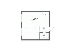 1-к квартира, вторичка, 47м2, 7/21 этаж