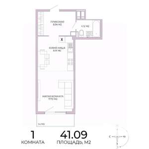 1-к квартира, вторичка, 41м2, 15/17 этаж