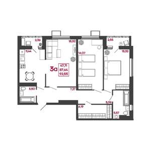 3-к квартира, вторичка, 93м2, 1/17 этаж