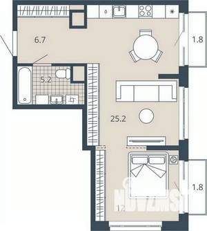 1-к квартира, вторичка, 53м2, 7/23 этаж