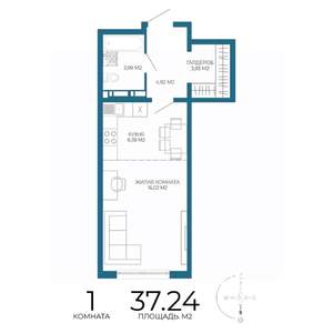 1-к квартира, строящийся дом, 37м2, 11/17 этаж