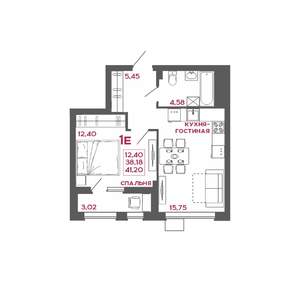 1-к квартира, вторичка, 41м2, 9/22 этаж