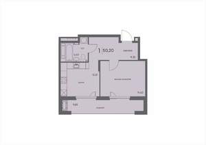1-к квартира, вторичка, 50м2, 15/18 этаж