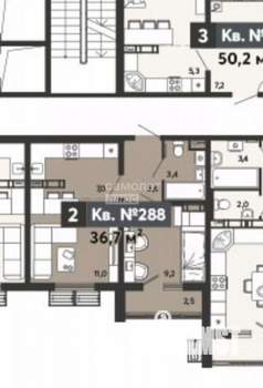 2-к квартира, строящийся дом, 37м2, 8/16 этаж