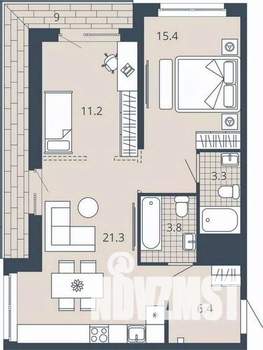 2-к квартира, вторичка, 70м2, 21/23 этаж