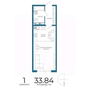 1-к квартира, вторичка, 34м2, 10/17 этаж