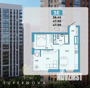3-к квартира, сданный дом, 48м2, 15/20 этаж