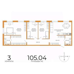 3-к квартира, строящийся дом, 105м2, 8/18 этаж